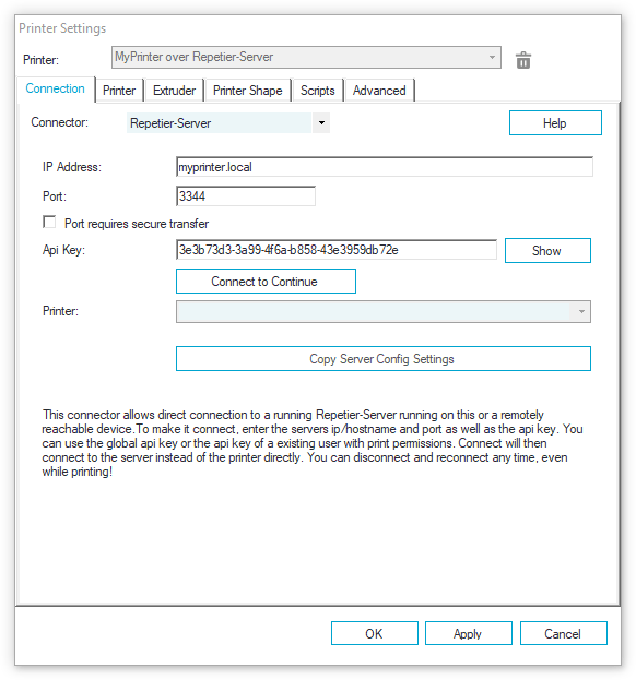 access repetier server