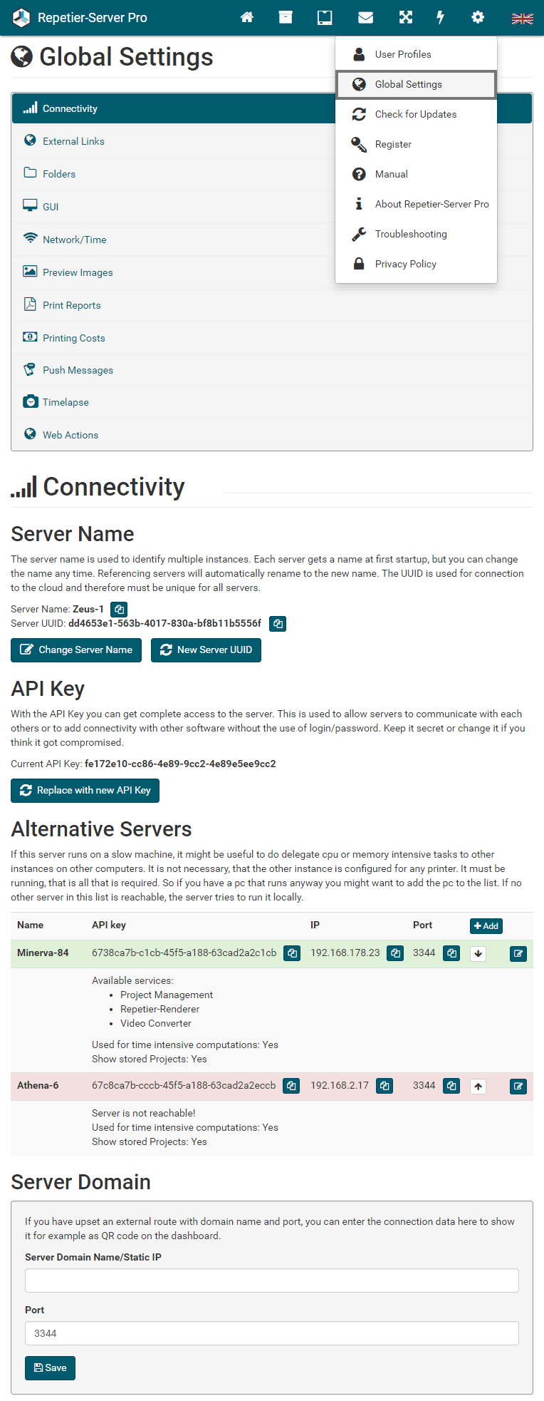 repetier server api key